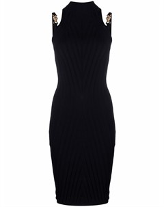 Платье в рубчик с декором Medusa Versace
