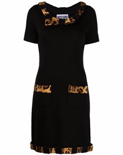 Трикотажное платье мини с леопардовым принтом Moschino