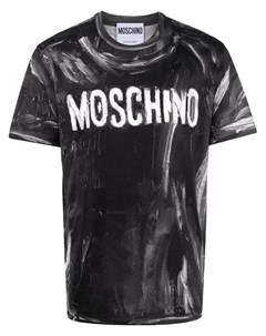 Футболка с эффектом разбрызганной краски и логотипом Moschino