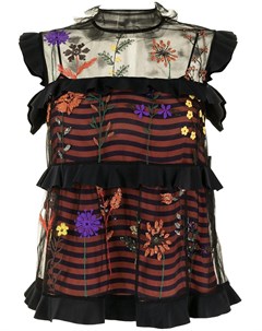 Блузка без рукавов с цветочной вышивкой Fendi pre-owned
