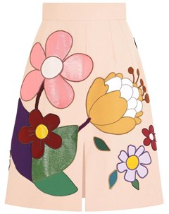 Юбка с цветочными нашивками Dolce&gabbana