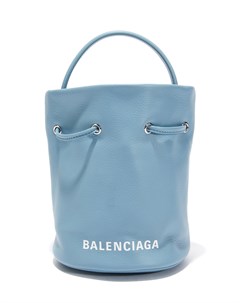 Голубая кожаная сумка ведро Balenciaga