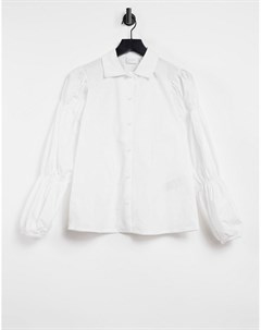 Белая рубашка со сборками на рукавах Vila