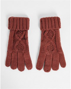 Вязаные косами перчатки рыжего цвета Boardmans