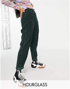 Свободные вельветовые джинсы зеленого цвета с завышенной талией в винтажном стиле Hourglass Asos design
