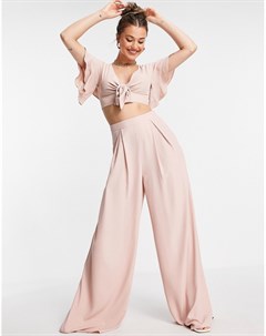 Нежно розовые брюки с широкими штанинами от комплекта Asos design