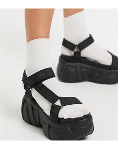 Черные массивные сандалии на платформе в спортивном стиле для широкой стопы Wide Fit Webb Asos design