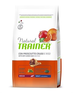 Сухой корм для собак Natural Medium Adult Dry Cured Ham and Rice 3 кг Trainer