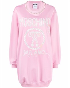 Платье толстовка с искусственным жемчугом и логотипом Moschino