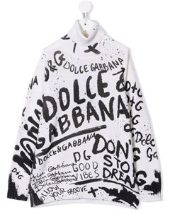 Шерстяной джемпер вязки интарсия с логотипом Dolce & gabbana kids