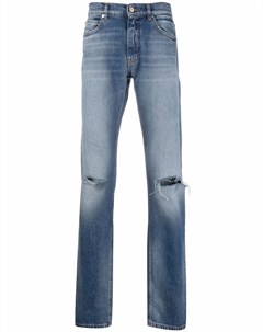 Прямые джинсы с эффектом потертости Versace