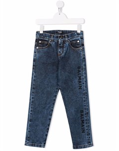 Узкие джинсы с завышенной талией Balmain kids