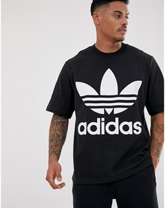 Черная oversize футболка с логотипом Adidas originals