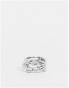Серебристое кольцо с крупными ребрами Asos design
