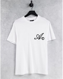 Белая футболка с логотипом в рукописном стиле на груди Asos actual