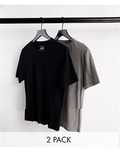 Набор из 2 футболок облегающего кроя разных цветов New look