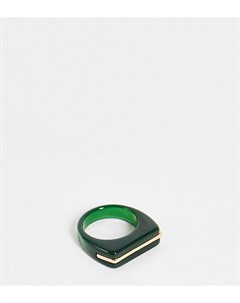 Темно зеленое полимерное кольцо с золотистой отделкой DesignB Designb london curve