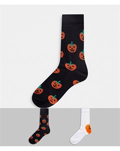Набор из 2 пар спортивных носков с принтом тыквы на Хеллоуин Asos design