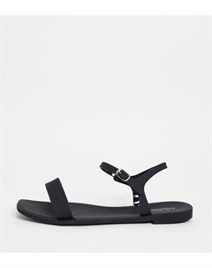 Черные силиконовые сандалии для широкой стопы на плоской подошве Truffle collection