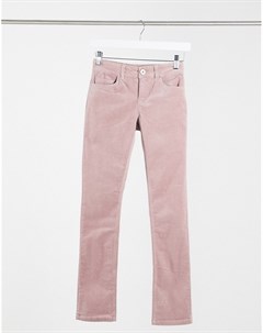 Розово лиловые вельветовые облегающие брюки Era Jdy