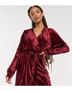 Эксклюзивное бархатное платье блейзер ягодного цвета In the style