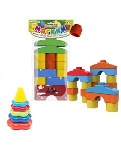 Развивающая игрушка Пирамида детская малая Мягкий конструктор для малышей Кнопик 14 деталей Тебе-игрушка