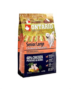 Корм для пожилых собак крупных пород с курицей и картофелем 2 25 кг Ontario