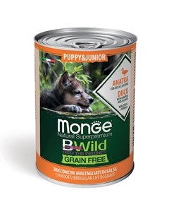 BWild Feed the Instinct Grain Free Влажный корм консервы для щенков из утки с тыквой и кабачками 400 Monge
