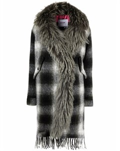 Клетчатое пальто с меховой отделкой Bazar deluxe