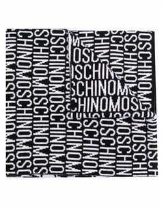 Шерстяной шарф вязки интарсия с логотипом Moschino