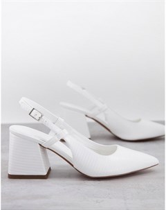 Белые туфли на среднем каблуке с ремешком через пятку Sydney Asos design