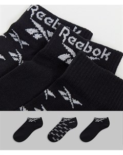Набор из 3 черных носков до щиколотки с логотипом Reebok