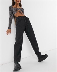 Черные выбеленные джинсы с объемными штанинами Sella Noisy may