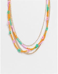 Ожерелье чокер с разноцветными бусинами Mahayla Monki