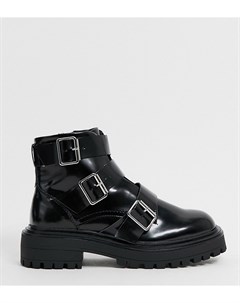 Черные байкерские ботинки для широкой стопы Asos design