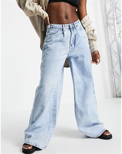 Синие джинсы с широкими штанинами в стиле 90 х Missguided