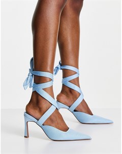 Голубые туфли на среднем каблуке с завязкой вокруг щиколотки Saffi Asos design