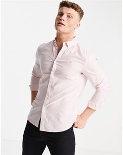 Розовая приталенная оксфордская рубашка из органического хлопка Brewer Farah