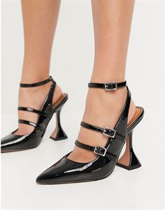 Черные туфли с пряжками на высоком каблуке Parry Asos design