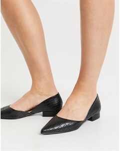 Черные туфли на плоской подошве из двух частей с эффектом крокодиловой кожи Harvey Raid