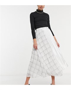 Белая юбка миди с отделкой в клетку ASOS DESIGN Tall Asos tall