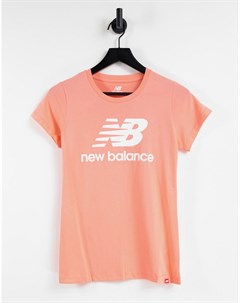 Розовая футболка с большим логотипом New balance