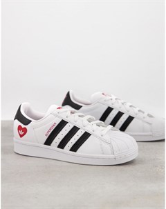 Белые кроссовки с принтом сердец Valentines Superstar Adidas originals