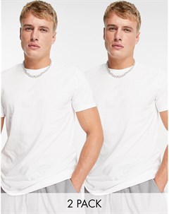 Набор из 2 белых футболок классического кроя Topman