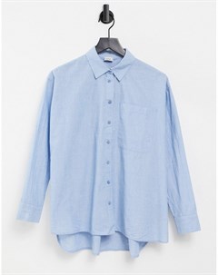 Голубая рубашка с тонкую полоску из поплина Pimkie