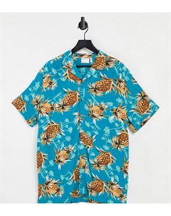 Свободная рубашка из вискозы с воротником с лацканами и с принтом ананасов Tall Asos design