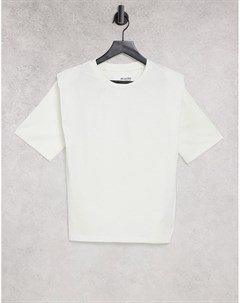 Белая трикотажная футболка с подплечниками Selected