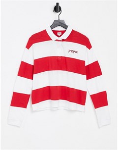Oversized футболка поло в стиле регби с логотипом и принтом в белую и красную полоску Aleida Pepe jeans