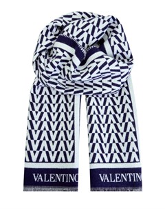 Теплый шарф из шерсти и кашемира с all over принтом Valentino garavani