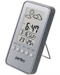 Часы метеостанция Window серебряный PF S002A время температура влажность дата Perfeo